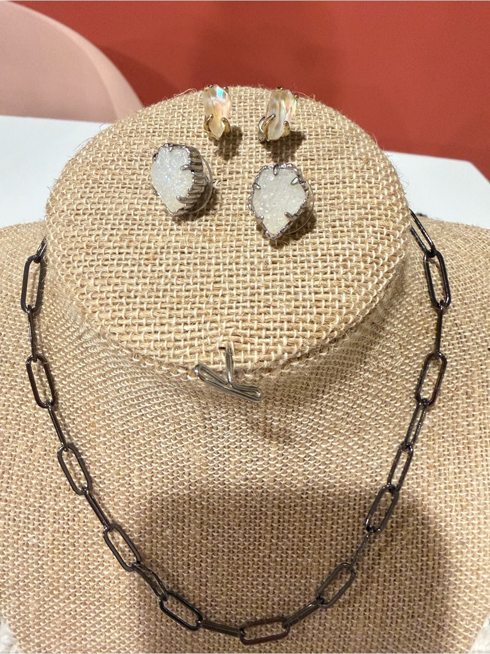 Kendra Scott bundle - Druzy Earrings in White and stone like earrings and chain